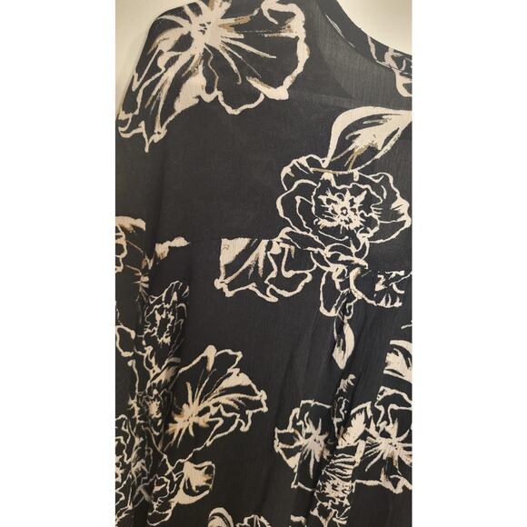 Free People Swing Out of it Black Floral Tunic Flowy Oversized dress sz Medium - Picture 11 of 11